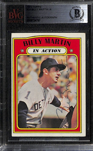 Lot Of 3 Billy Martin & Don Drysdale Signed Vintage Baseball Cards - Beckett Authentic