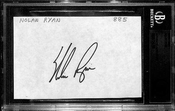Lot Of 4 Nolan Ryan Signed Index Cards & Photos - Beckett Authentic