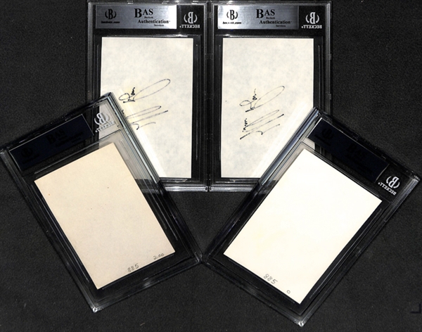 Lot Of 4 Nolan Ryan Signed Index Cards & Photos - Beckett Authentic