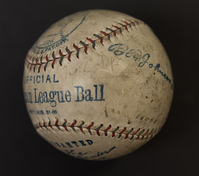 1923 Detroit Tigers Team Signed Official Reach AL Baseball w. 3 HOFers - Ty Cobb, Heinie Manush, Harry Heilmann