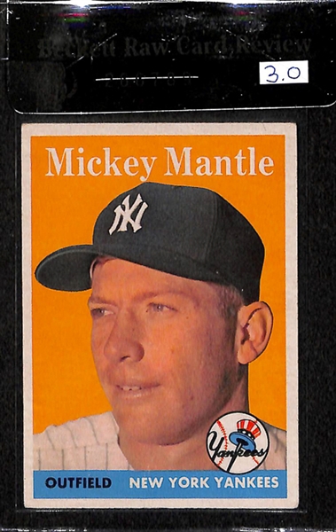 1958 Topps #150 Mickey Mantle Card BVG 3