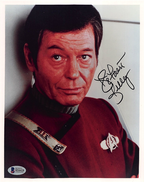 Lot Of 4 Star Trek Signed Pieces w. DeForest Kelly, George Takei & Nichelle Nichols - Beckett COA