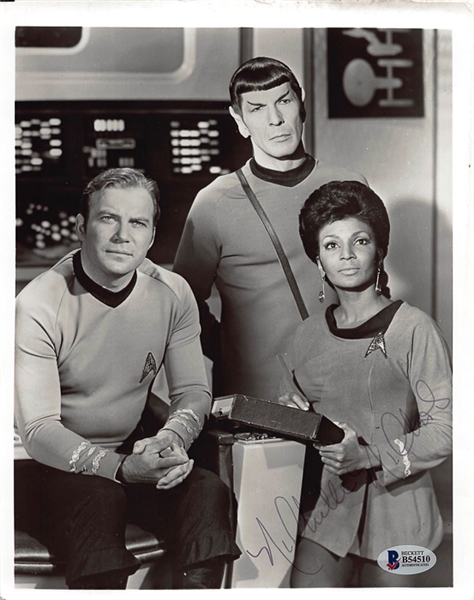 Lot Of 4 Star Trek Signed Pieces w. DeForest Kelly, George Takei & Nichelle Nichols - Beckett COA