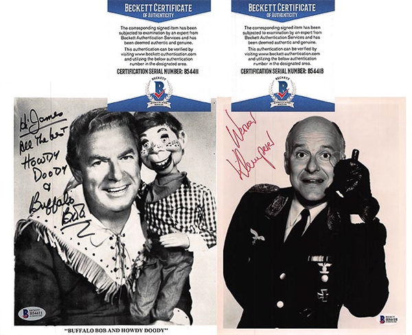Buffalo Bob & Werner Klemperer Signed Photos - Beckett COA