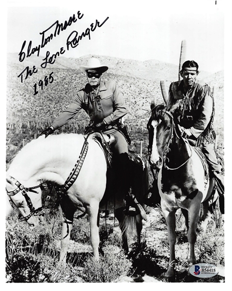 Lot of 3 Celebrity Signed 8x10 Photos w. Clayton Moore - Beckett COA