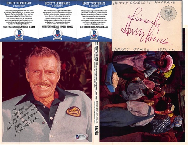Lot Of 3 Celebrity Signed Cuts & Photos w. Buster Crabbe - Beckett COA