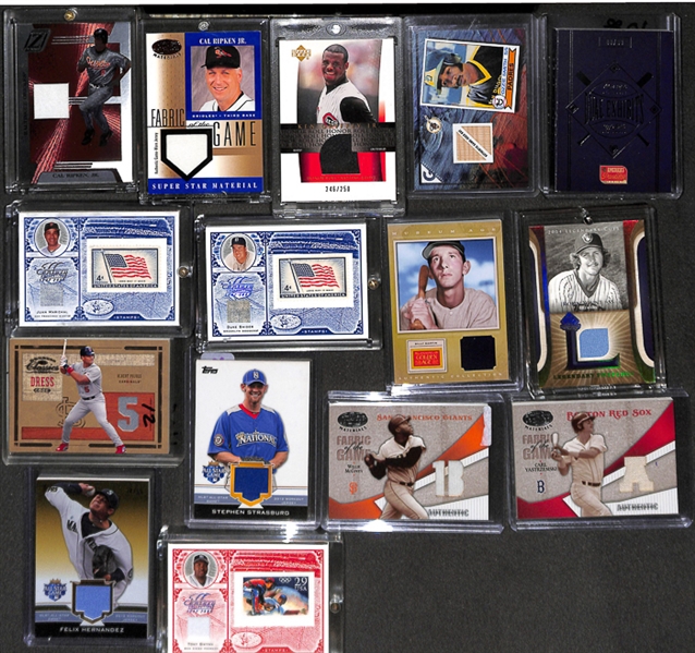 Lot Of 53 Baseball HOF & Stars Relic Cards w. Ripken & Griffey