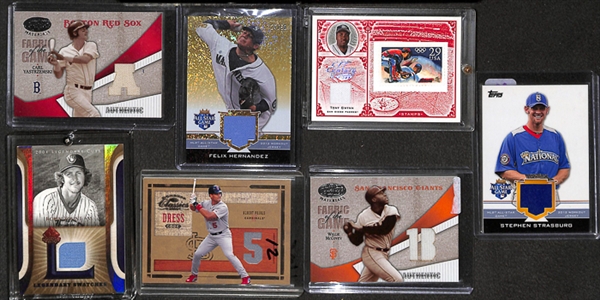 Lot Of 53 Baseball HOF & Stars Relic Cards w. Ripken & Griffey