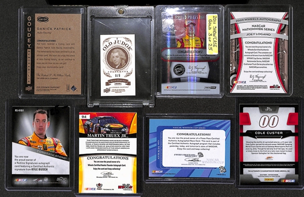 Lot Of 8 NASCAR Autograph/Relic/Numbered Cards w. Danica Patrick