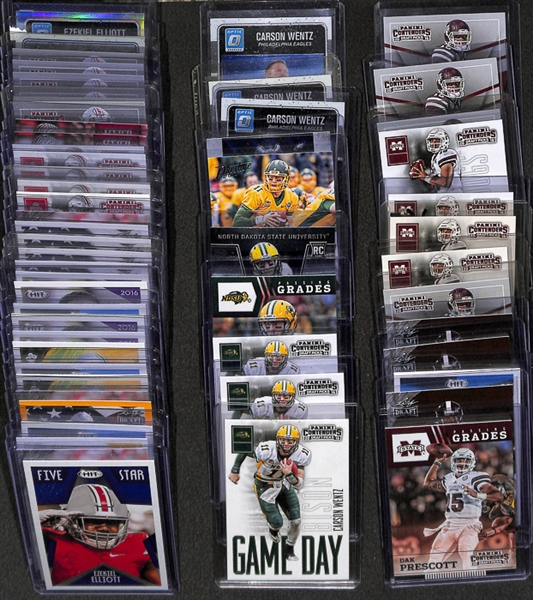 Lot Of 125 Football 2016 Rookie Cards w. Prescott & Elliott