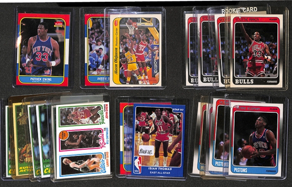 Lot Of 100 1980's Basketball Stars & Rookie Cards w. Pippen & Ewing