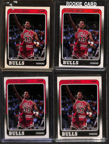 Lot Of 100 1980's Basketball Stars & Rookie Cards w. Pippen & Ewing
