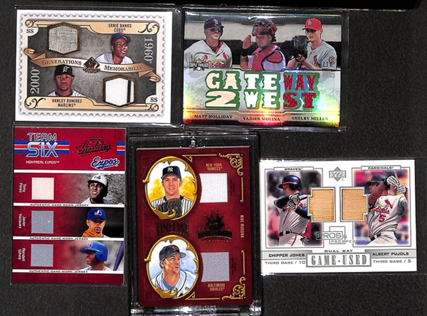 Lot Of 30 Baseball Multi-Player Relic Cards w. Ernie Banks