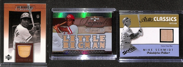 Lot Of 41 Baseball HOF & Relic Cards w. Morgan/Schmidt/ Ripken