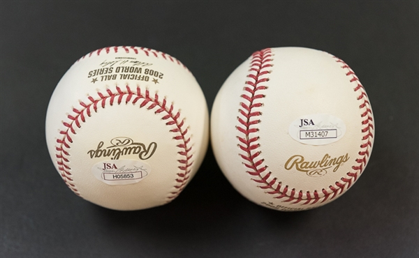 Ryan Howard & Cole Hamels Signed 2008 World Series Baseballs - JSA
