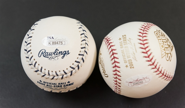 Lot Of 2 Cliff Lee Signed Commemorative Baseballs - JSA