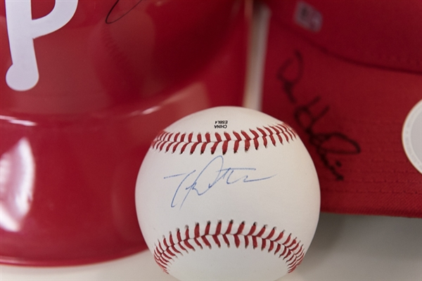 Phillies Signed Hats/Helmet/Baseball Lot w. Darren Daulton - JSA/MLB