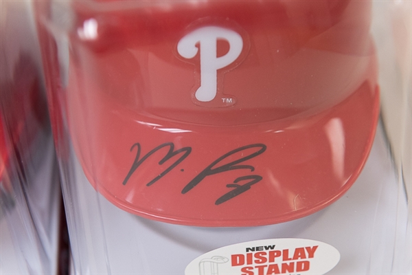 Maikel Franco & Vince Velasquez Signed Phillies Mini Helmets - JSA