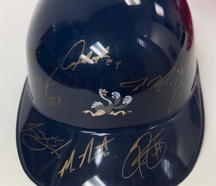 Lot Of 2 Reading Phillies Team Signed Helmets (2012-2013) w. Maikel Franco