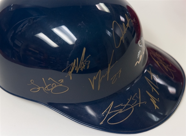 Lot Of 2 Reading Phillies Team Signed Helmets (2012-2013) w. Maikel Franco