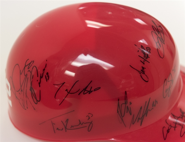 Lot Of 2 Reading Phillies Team Signed Helmets (2012-2013) w. Maikel Franco