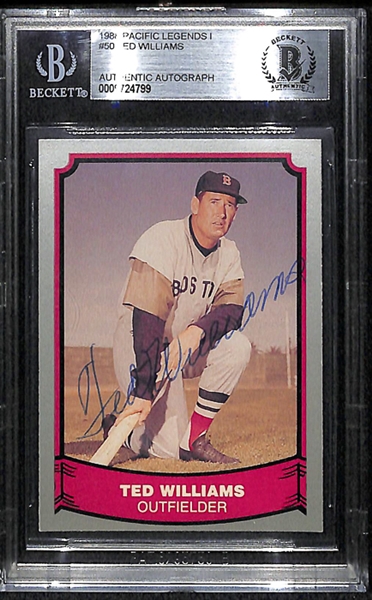 Ted Williams Signed 1988 Pacific Legends Card - BGS COA