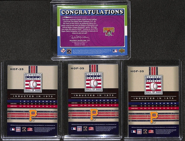 Lot of 4 Roberto Clemente Jersey & Bat Cards