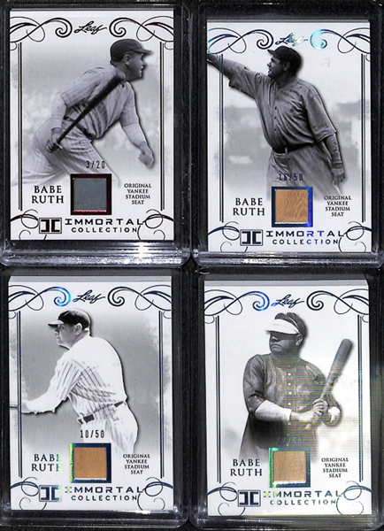 Lot Of 4 2017 Leaf Babe Ruth Collection Yankee Stadium Seat Relic Cards