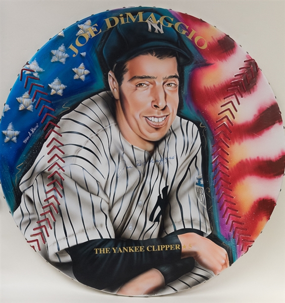 Large 1/1 Original Painting Of Joe DiMaggio Signed By DiMaggio & Famous Sports Artist Karen O'Neil Ganci (JSA LOA)