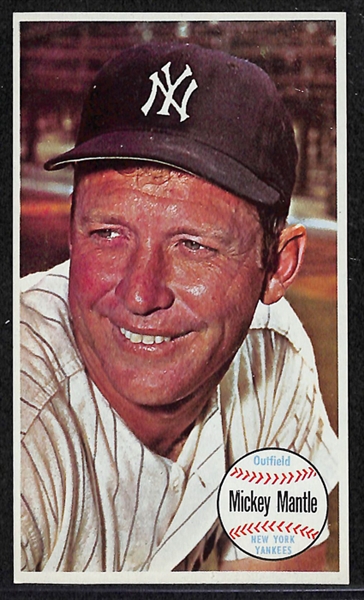 Lot of 3 Mickey Mantle Items (1964 Topps Coin, 1962 Topps Stamp, and  1964 Topps Giant)
