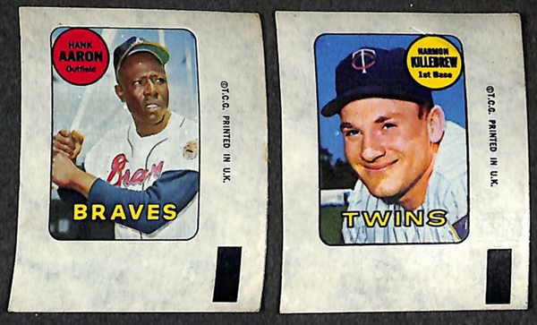 Lot of (28) 1969 Topps Decals w. Aaron, Killebrew, F. Robinson