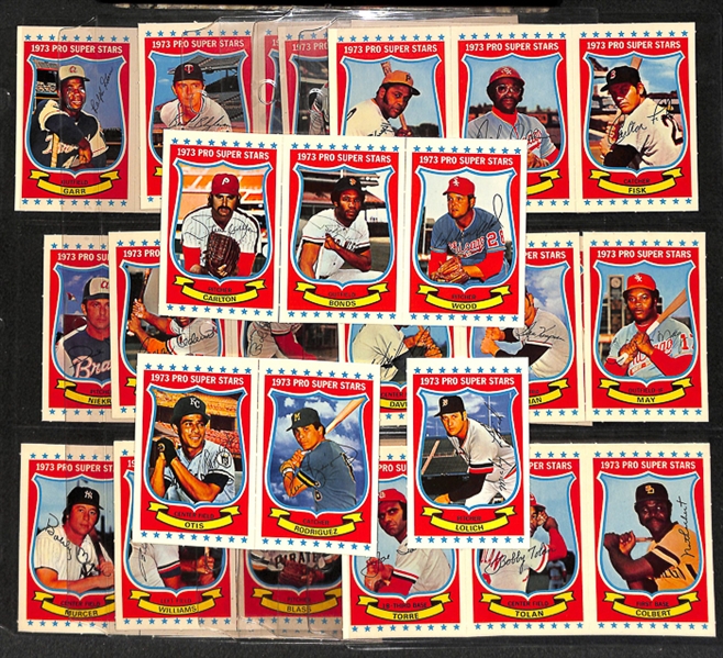 1973 Kellogg's Pro Super Stars Baseball Near Partial Set (38 cards) - many cards still connected!