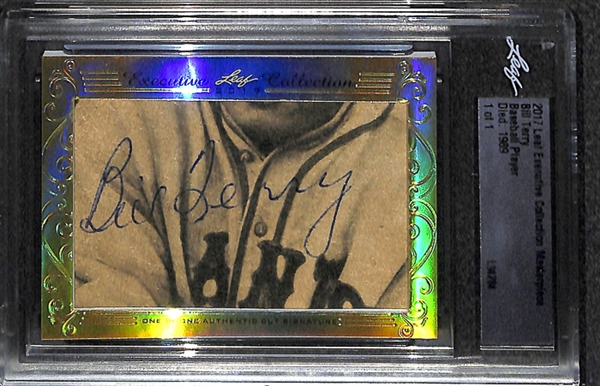 2017 Leaf Executive Collection Masterpiece 1/1 Bill Terry Cut Autograph Card