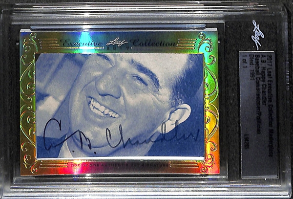 2017 Leaf Executive Collection Masterpiece 1/1 A.B. Happy Chandler Cut Autograph Card