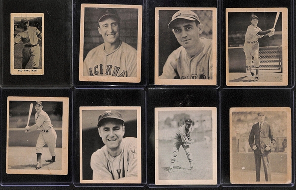 1927 E210 York Caramel Carl Mays Card & 7 - 1939 Playball Cards w. Wally Berger