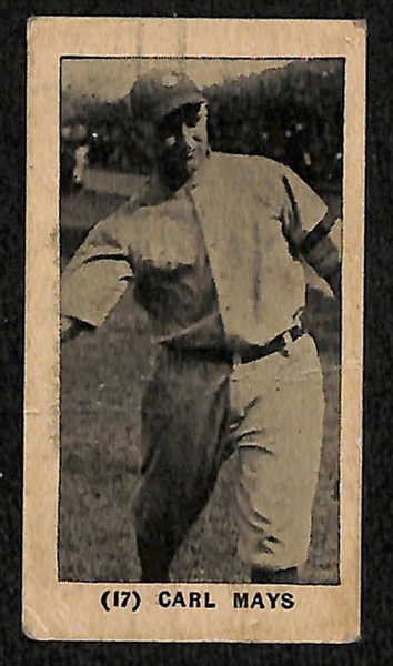 1927 E210 York Caramel Carl Mays Card & 7 - 1939 Playball Cards w. Wally Berger
