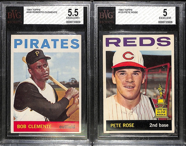1964 Topps Baseball Complete Set w.  BVG Clemente 5.5 & BVG Rose 5.0