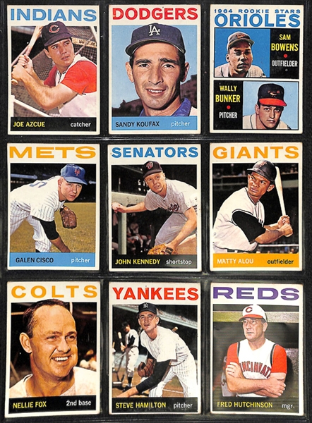 1964 Topps Baseball Complete Set w.  BVG Clemente 5.5 & BVG Rose 5.0