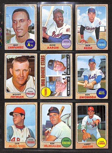  1968 Topps Baseball Complete Set w. BVG Mantle 6.0 & BVG Ryan 5.0