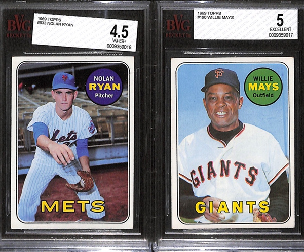 1969 Topps Baseball Complete Set w. BVG Mays 5.0 & BVG Ryan 4.5