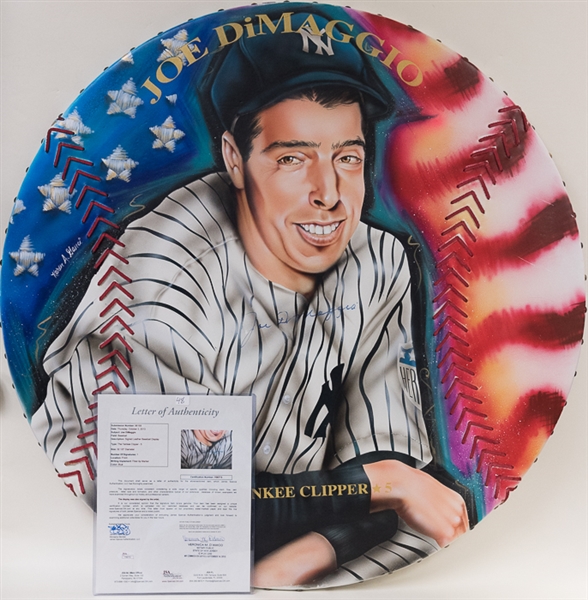 Large 1/1 Original Painting Of Joe DiMaggio Signed By DiMaggio & Famous Sports Artist Karen O'Neil Ganci (JSA LOA)