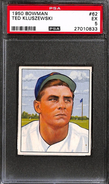 Lot of 3 1950s Baseball Star Cards - 1950 & 1955 Kluszewski & 1956 Larsen - PSA