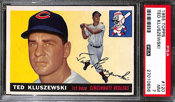 Lot of 3 1950s Baseball Star Cards - 1950 & 1955 Kluszewski & 1956 Larsen - PSA