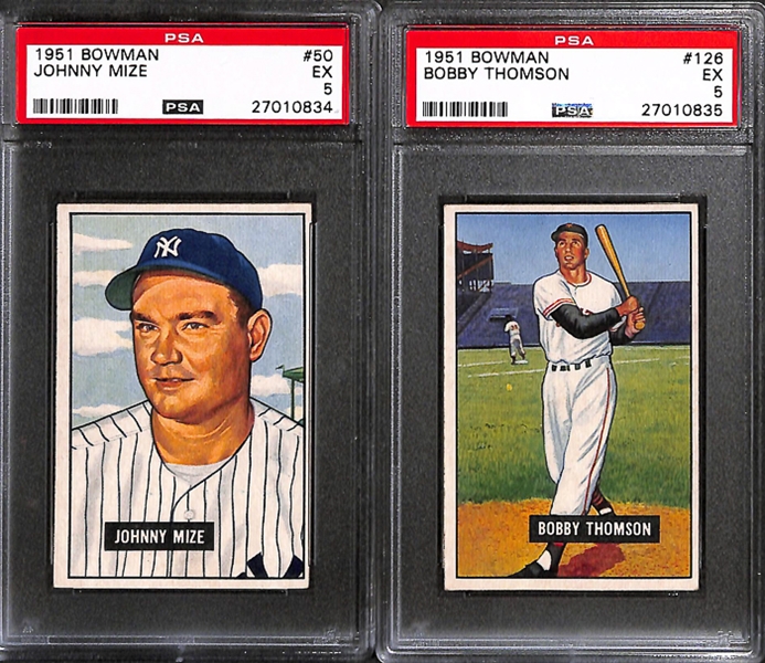 Lot of 8 1951-1952 Bowman Baseball Cards w. Johnny Mize - PSA