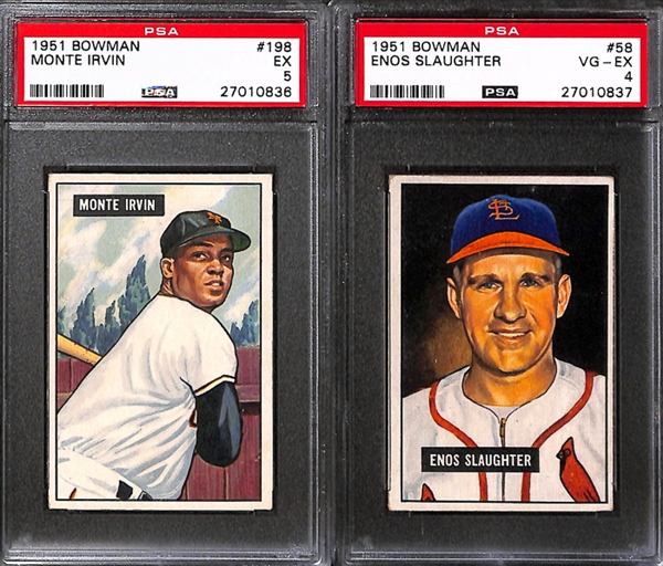 Lot of 8 1951-1952 Bowman Baseball Cards w. Johnny Mize - PSA