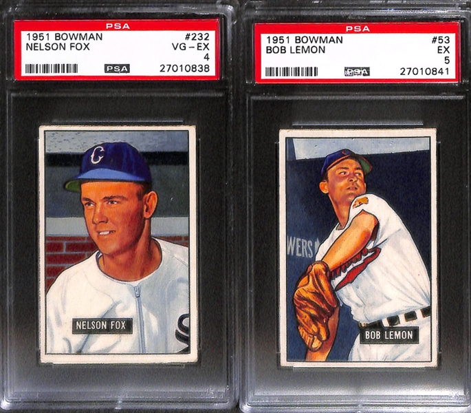 Lot of 8 1951-1952 Bowman Baseball Cards w. Johnny Mize - PSA