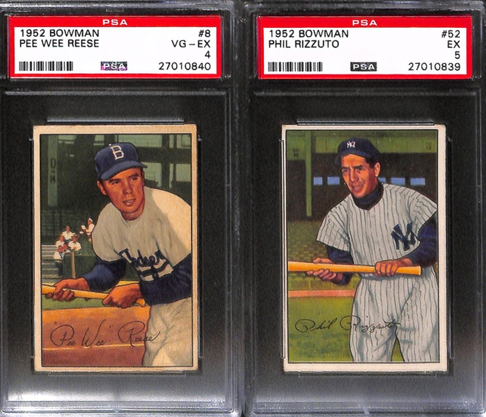 Lot of 8 1951-1952 Bowman Baseball Cards w. Johnny Mize - PSA