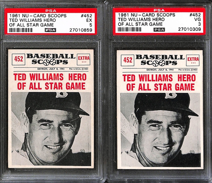 Lot of 6 1959-1961 Ted Williams/Jackie Robinson Cards w. 1960 Fleer Ted Williams - PSA