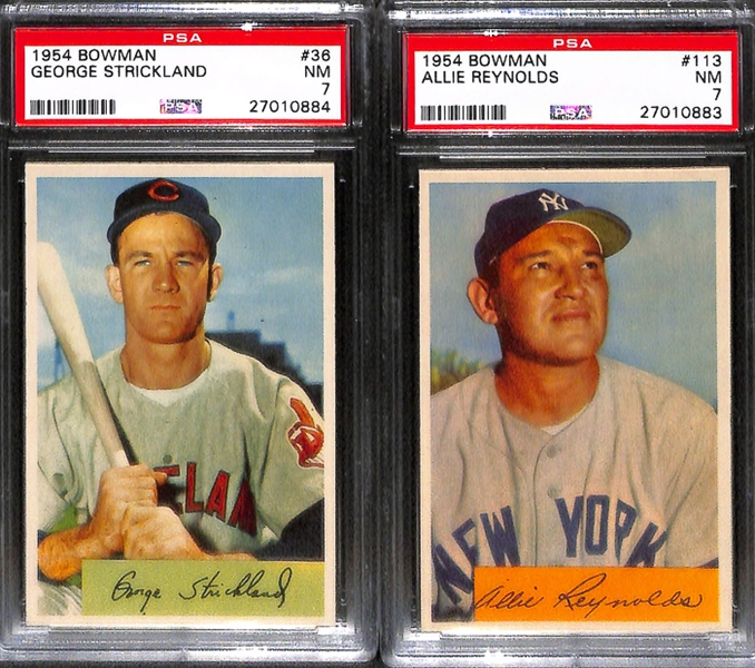 Lot of 6 1953-1954 Bowman Baseball Cards w. 1953 Color Enos Slaughter - PSA