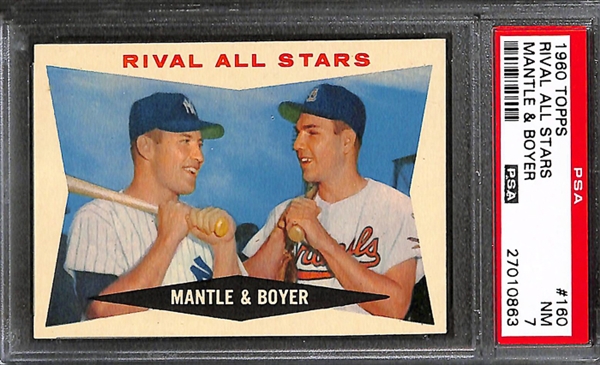 Lot of 4 1958-1965 Topps  Baseball Cards w. 1960 Topps Rival All Stars Mantle - PSA